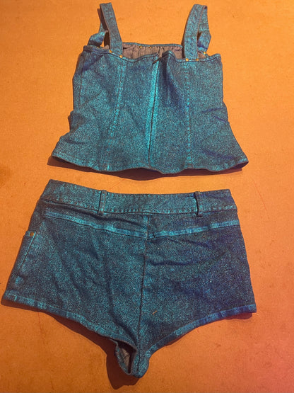 BLUE FOIL DENIM CO-ORD SET