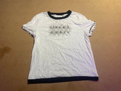 WHITE SG PRINTED TSHIRT WITH STUD DETAIL