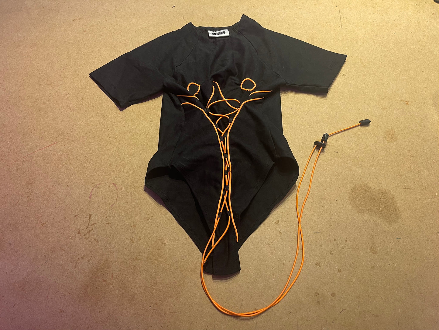 BLACK AND ORANGE CORD UP SET