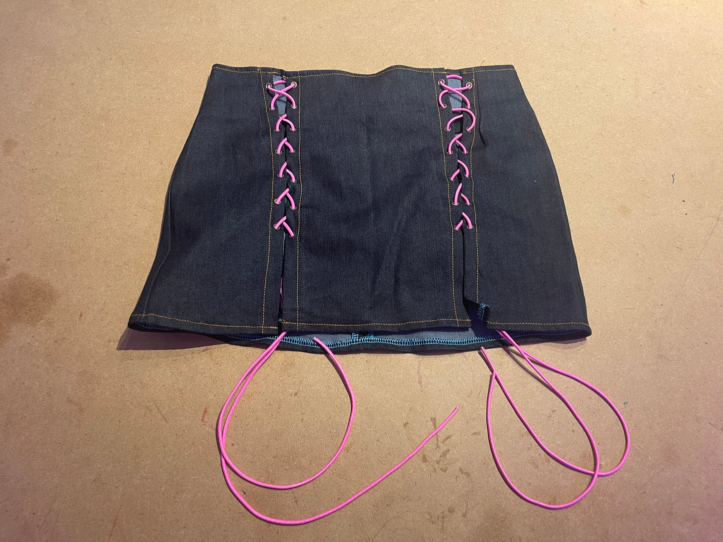 DENIM TIE FRONT MINI SKIRT