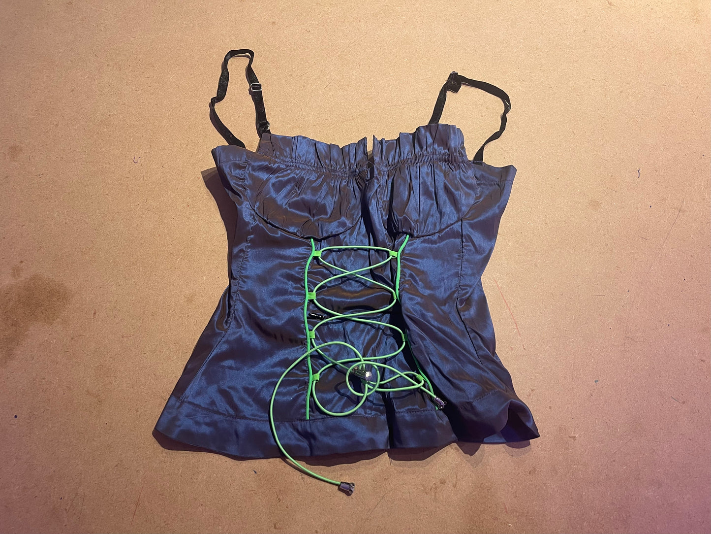 TWO-TONE TAFFETA BUSTIER TOP