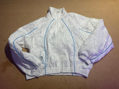 WHITE ZIP UP JACKET WITH BLUE PIPING