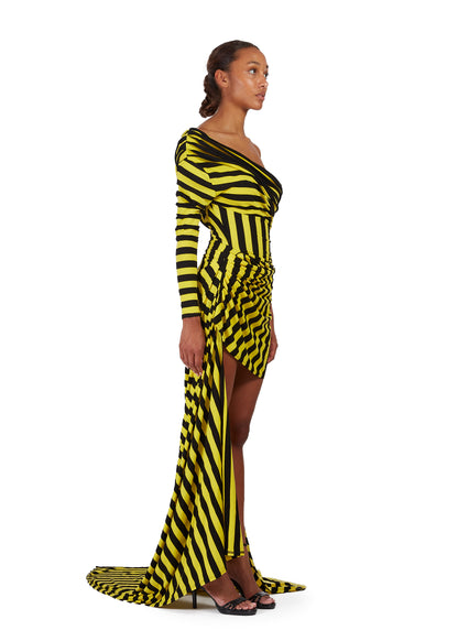 HACIENDA STRIPE ASYMMETRIC DRESS