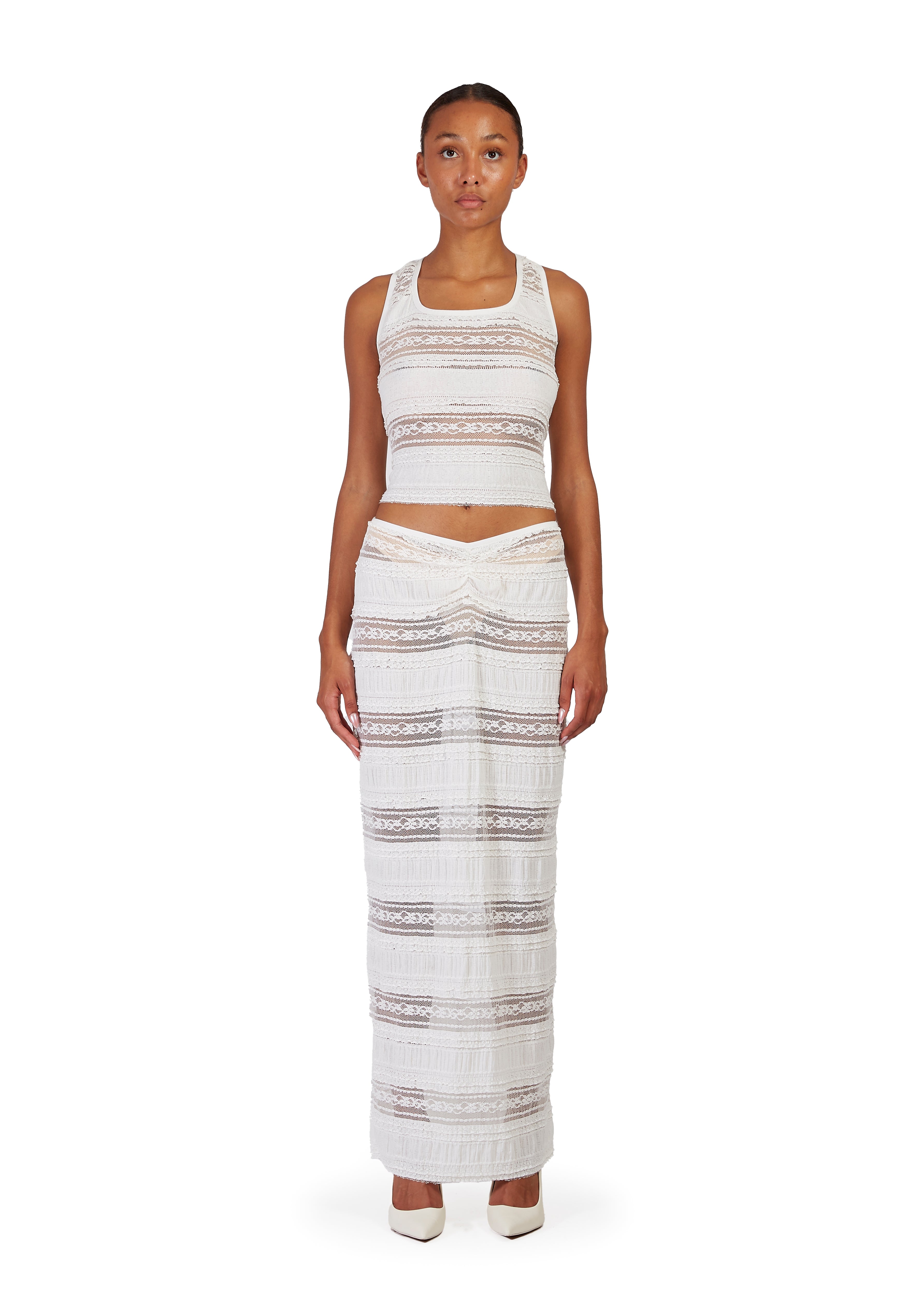 Ruffled Lace Racer-Back Vest Top