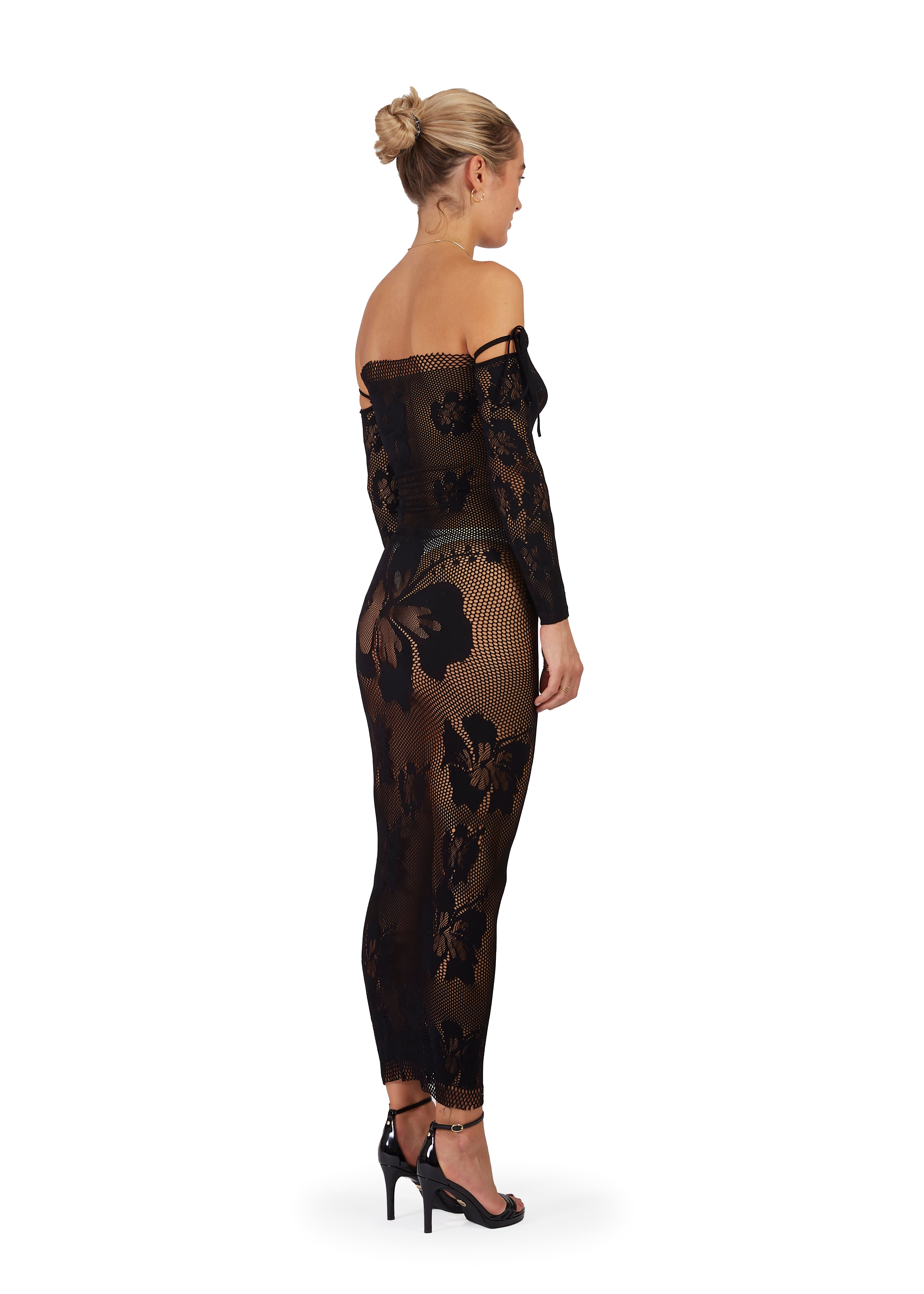 Hibiscus Black Maxi Dress