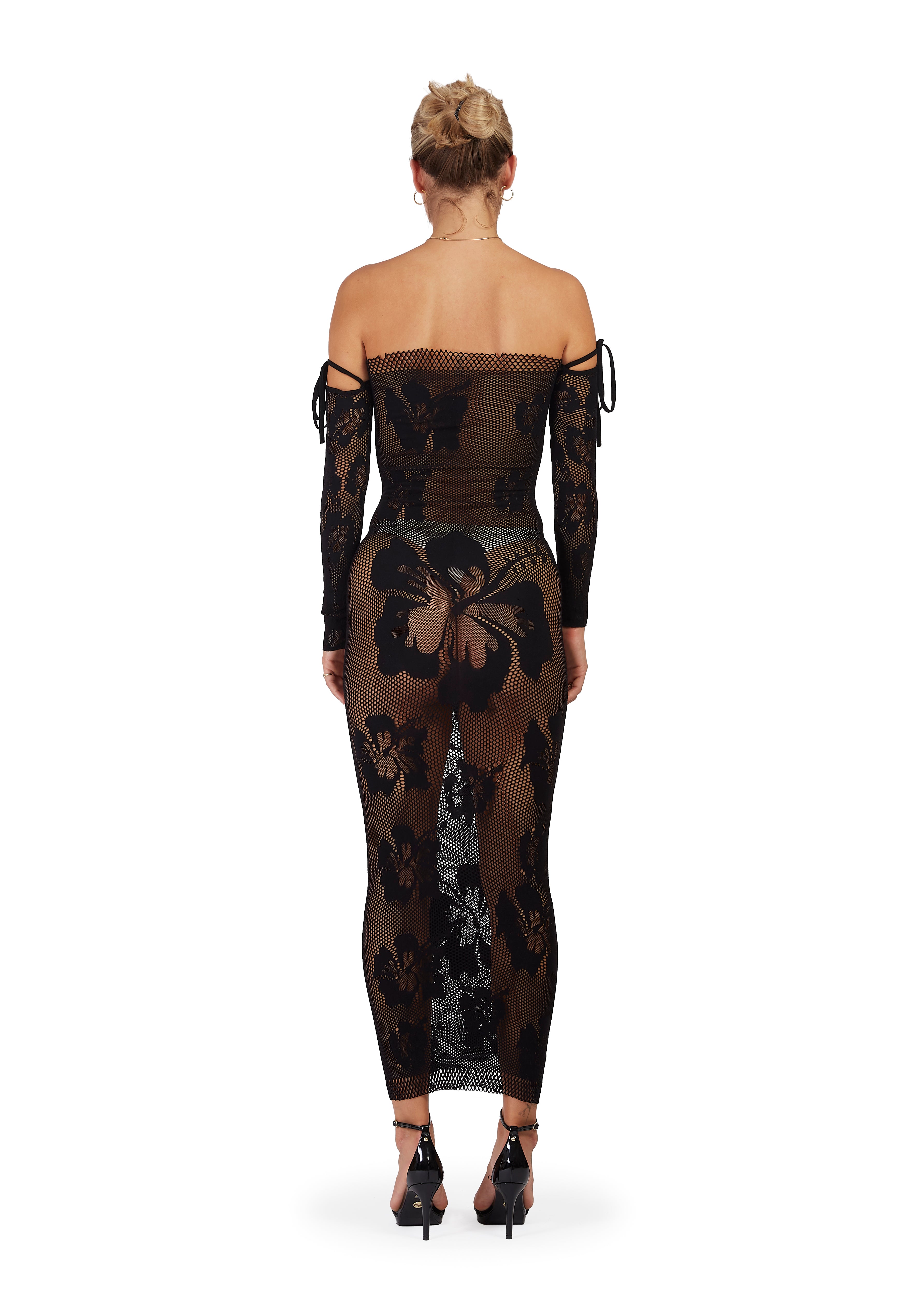 Hibiscus Black Maxi Dress