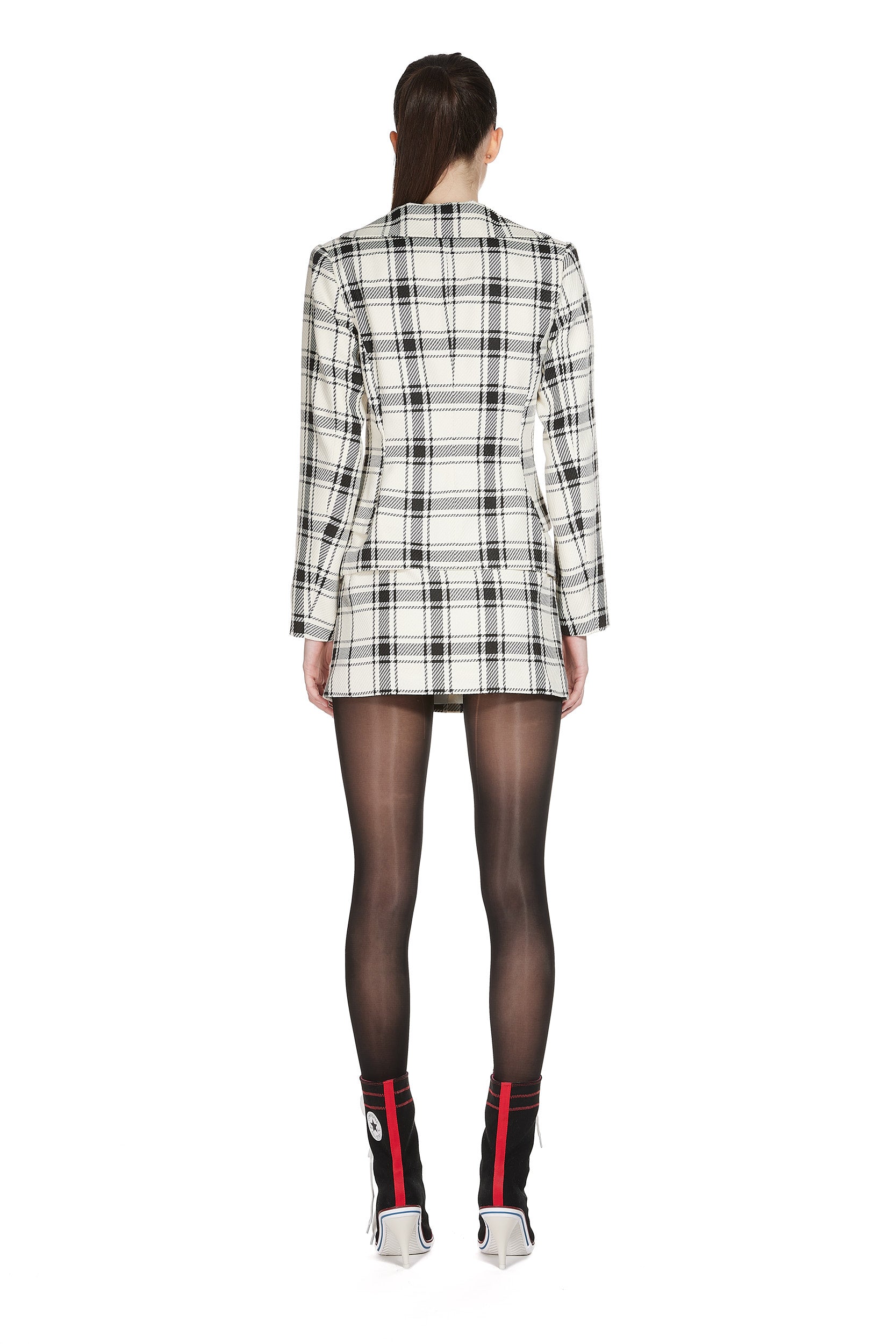 Tartan wool blazer with matching Buckle Mini-Skirt