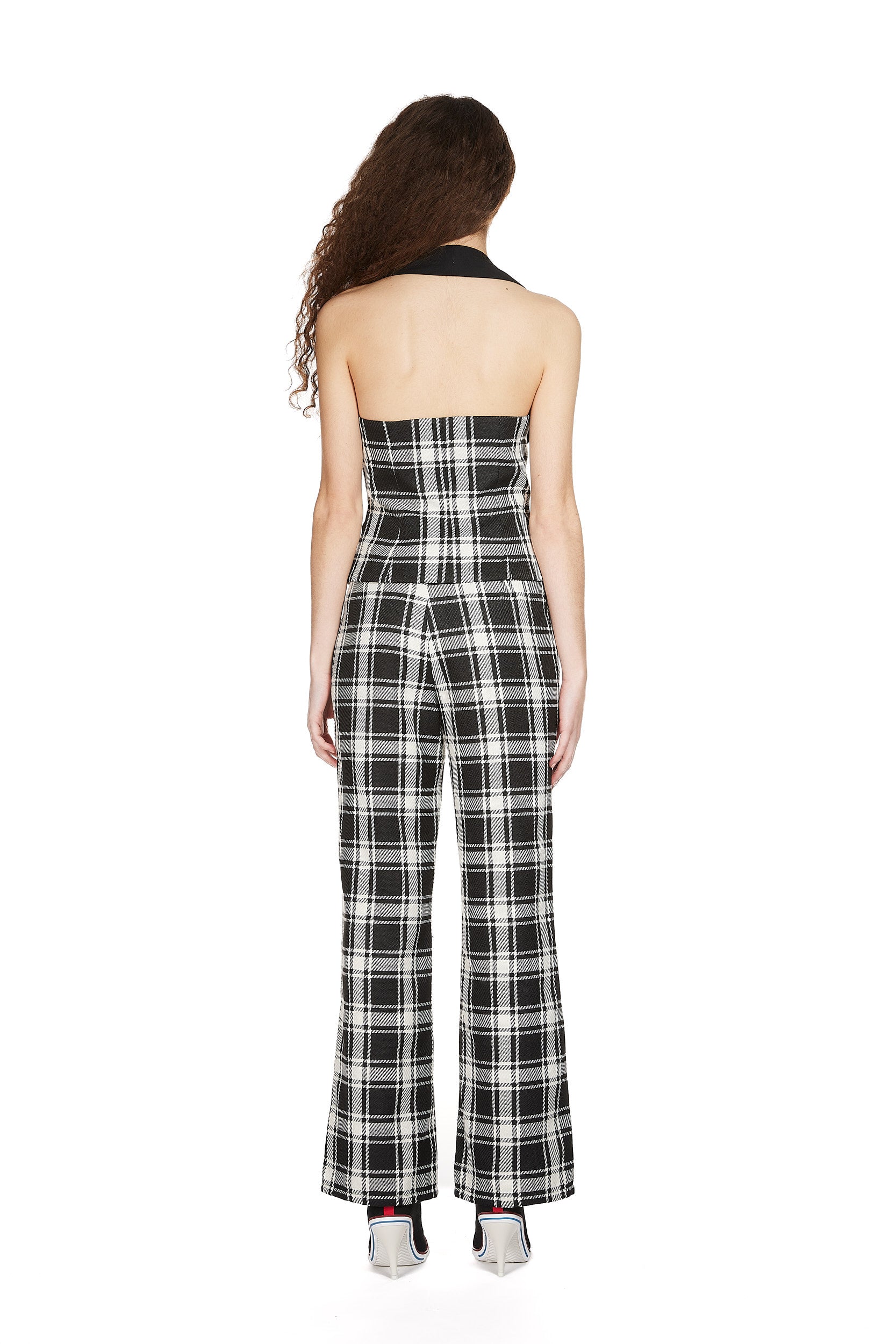 Tartan Wool Tailored Trousers with Matching Bustier Top