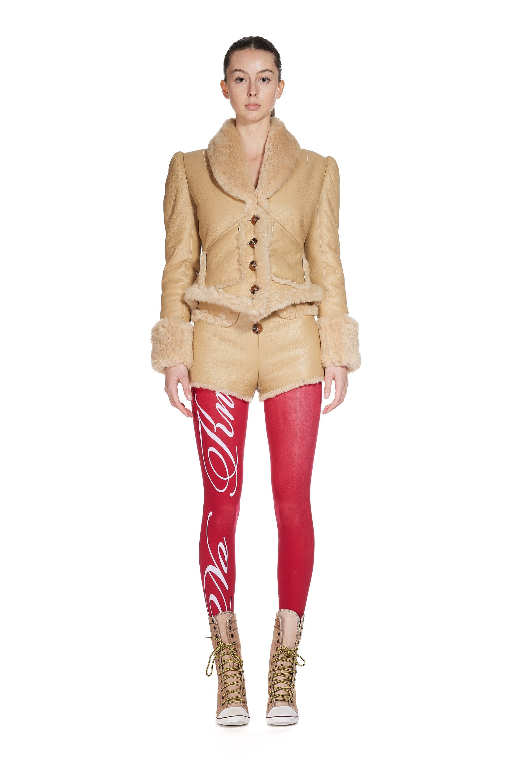 Shearling Leather Hot-Pants with Button up front