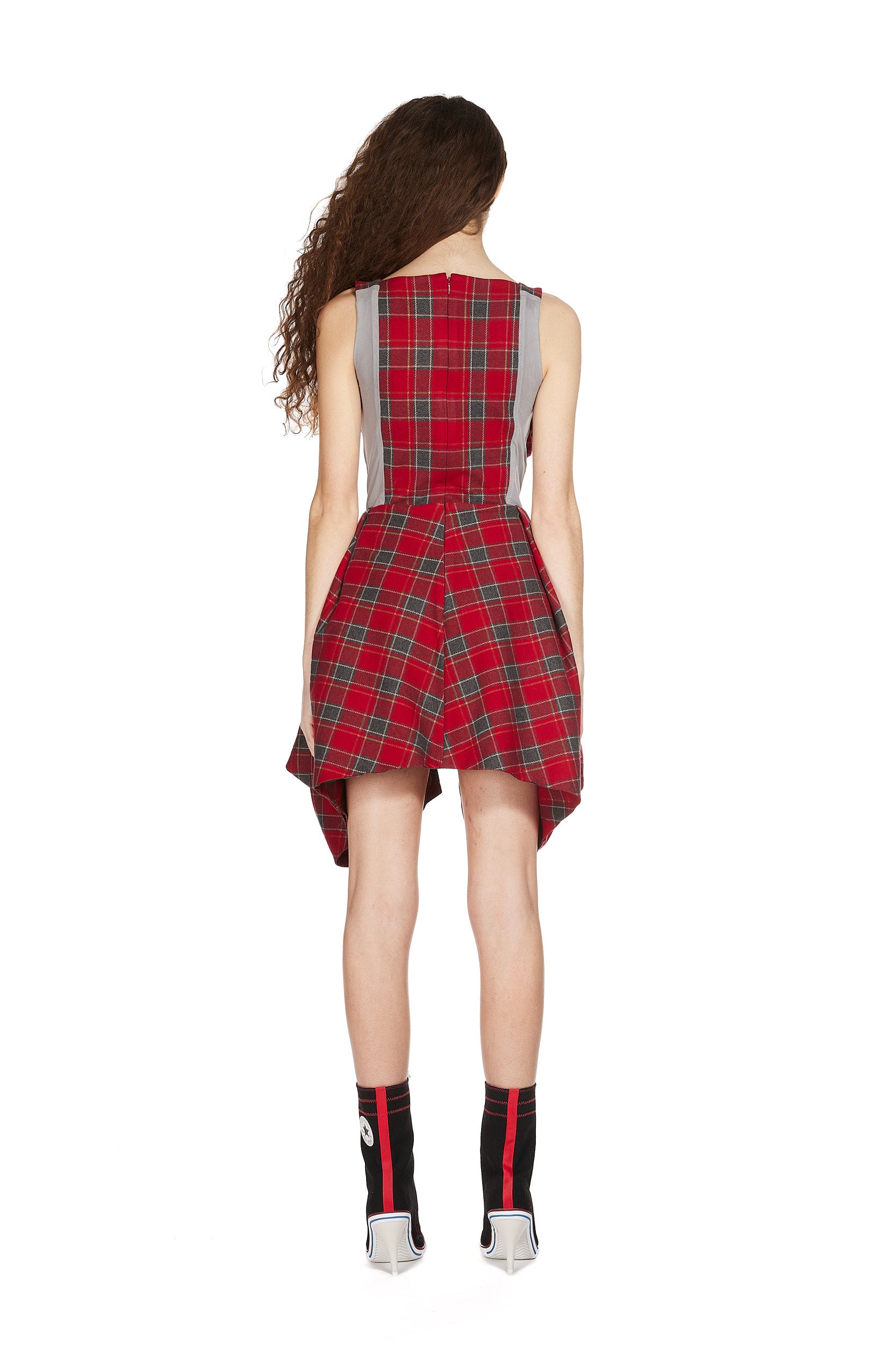 Tartan Corset Dress with Pearl Studs