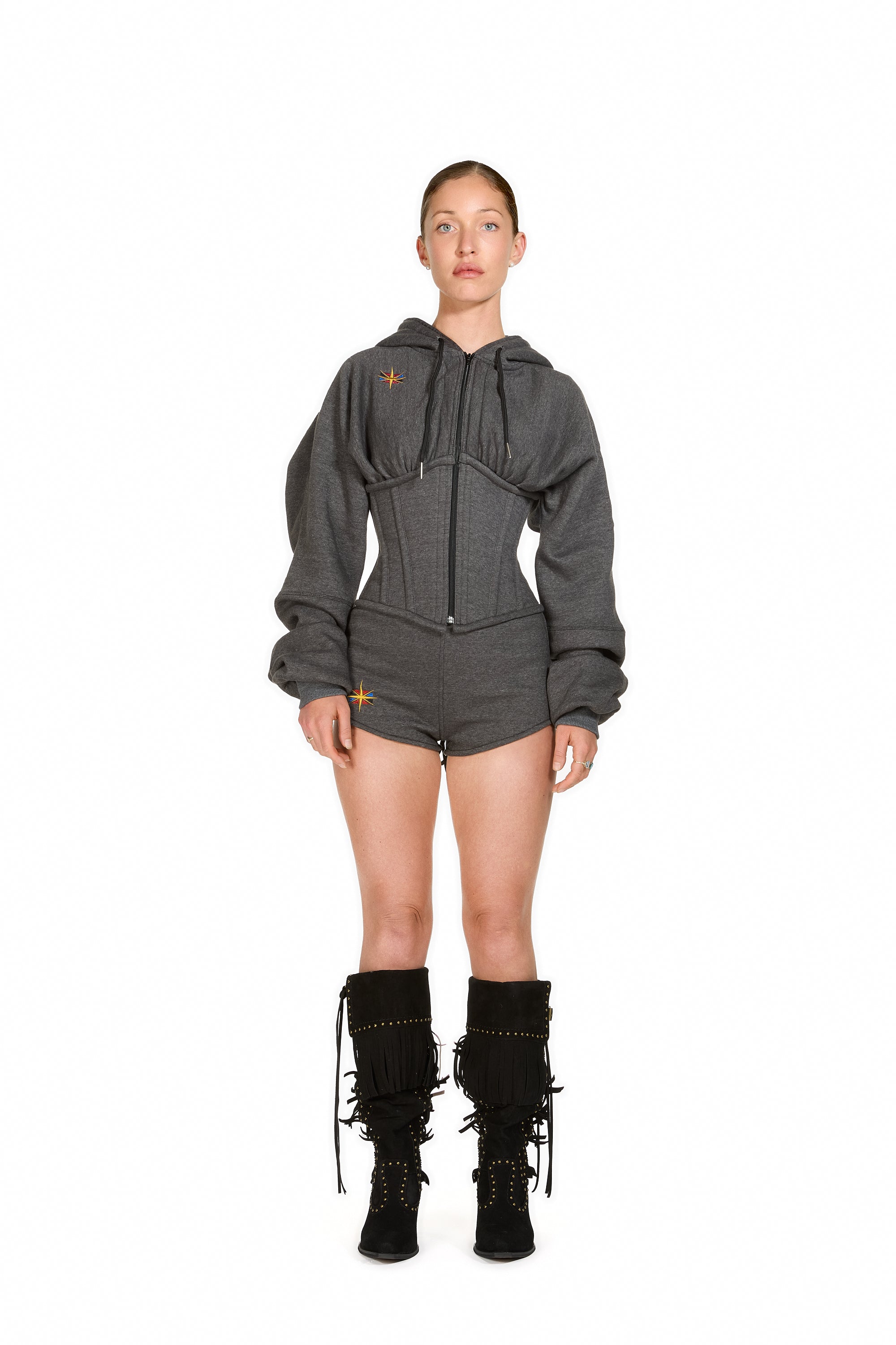 Cotton Jersey Corset Hoodie