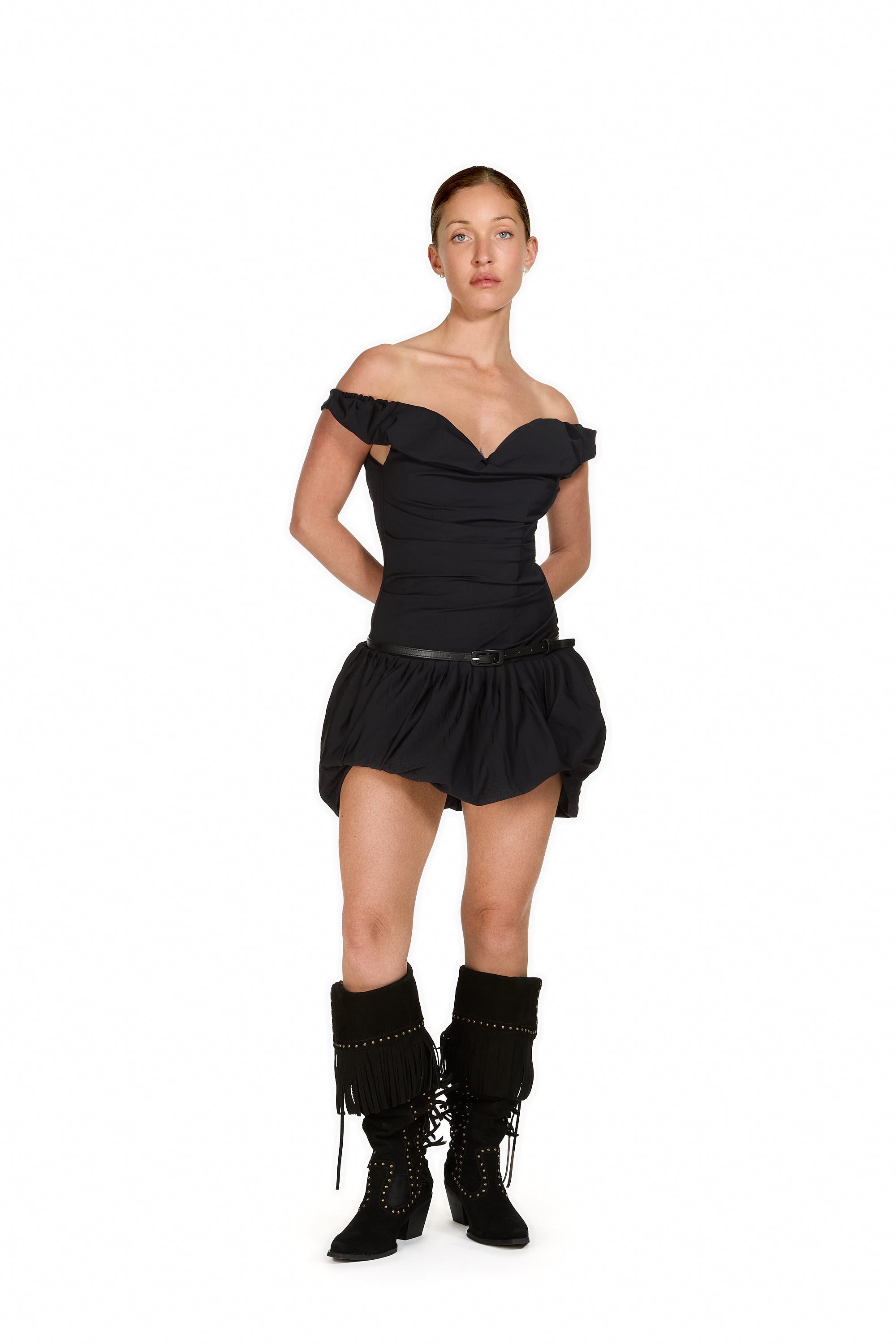 Bubble Boned Corset Drape Dress