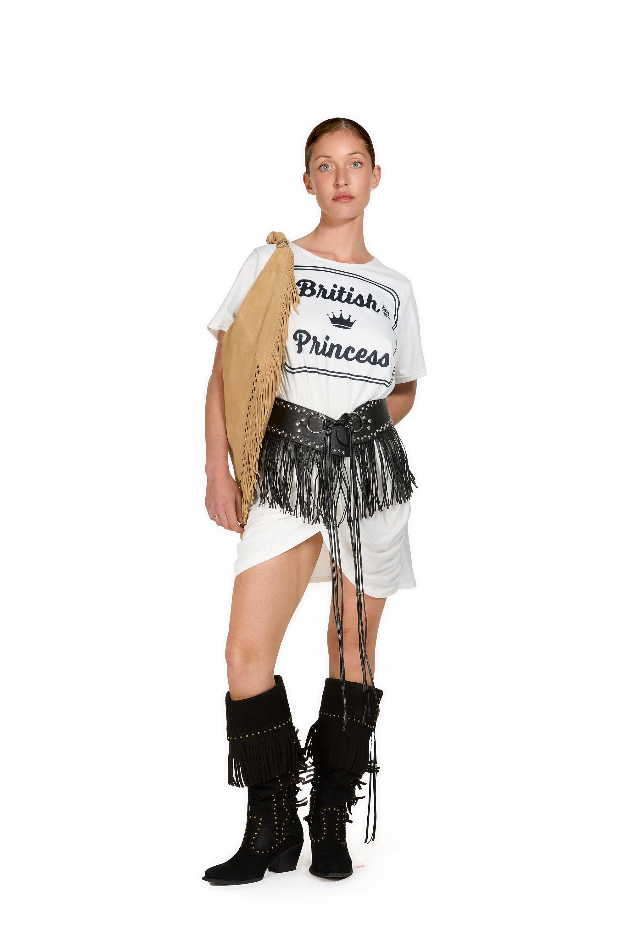 “British Princess” Graphic Draped T-shirt Dress