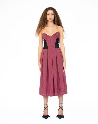 Corset Stripe Dress with Power-mesh Panel