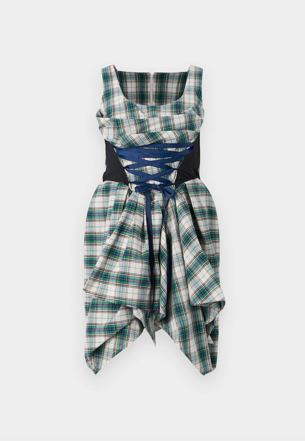 Draped Plaid In-Built Corset Dress