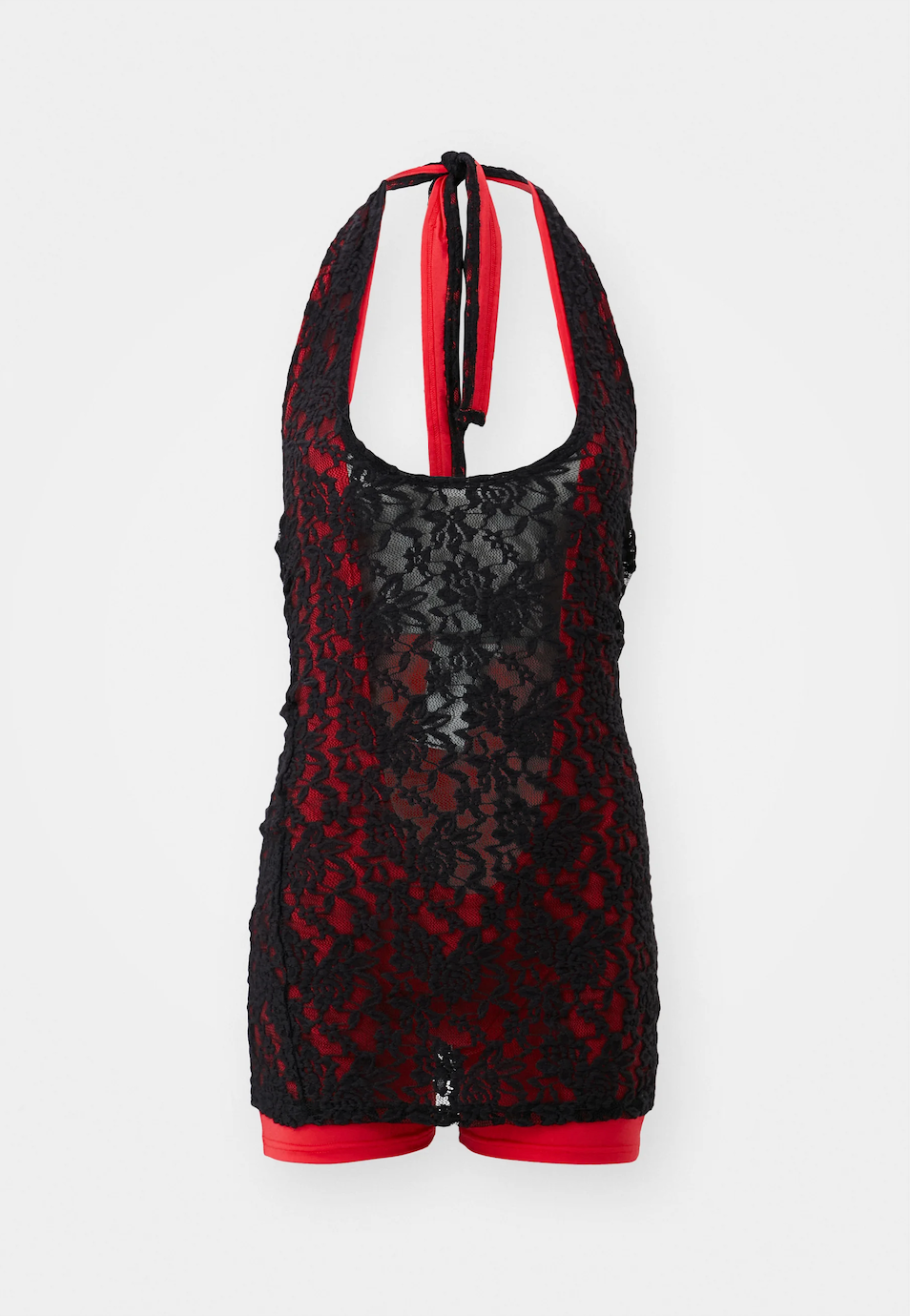 Lace Halter-Neck Dress with In-built Playsuit