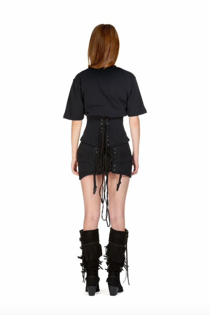 Cotton Boned Corset T-shirt in Black