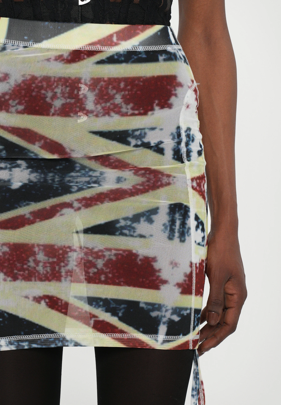 Union Jack Print Ruched Skirt