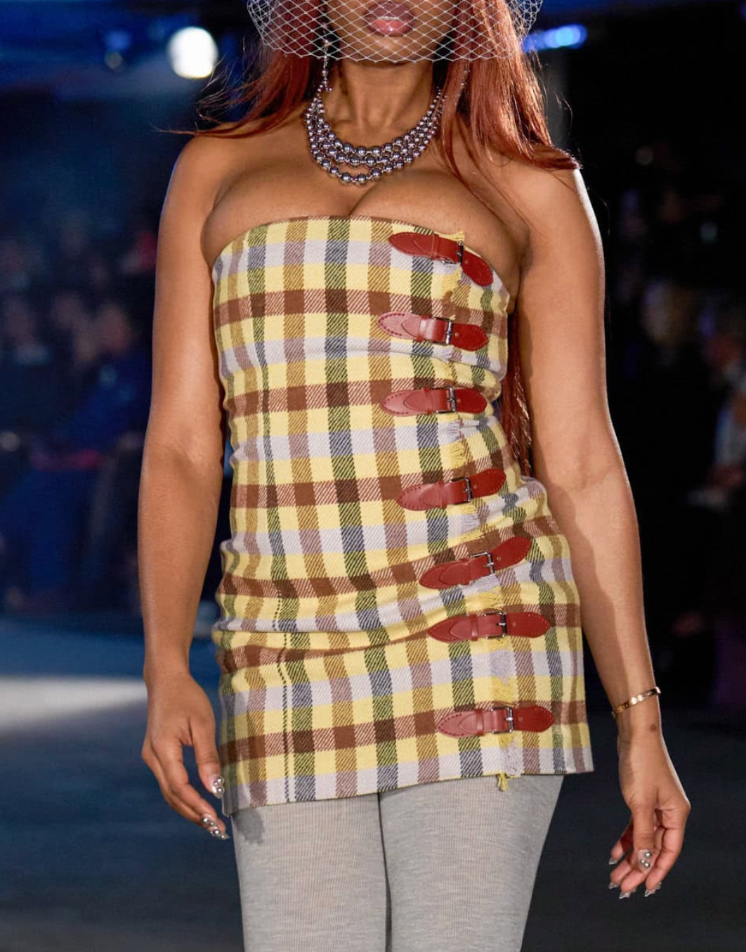 Tartan Blanket Mini-Dress with Kilt-Buckles