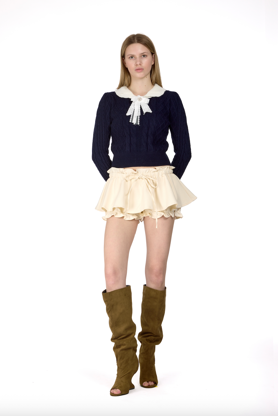 Sinead Gorey Ruched Mini Bloomer Skort Cream