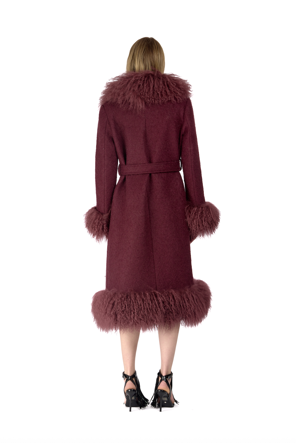 Wool Penny Lane Coat with Mongolian Fur Trim