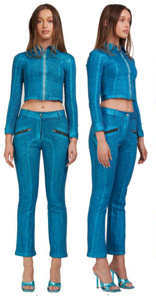 BLUE FOILED DENIM CO-ORD SET