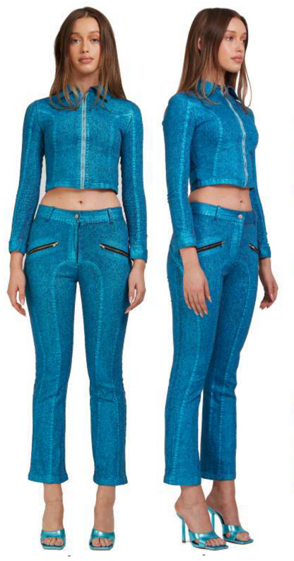 BLUE FOILED DENIM CO-ORD SET