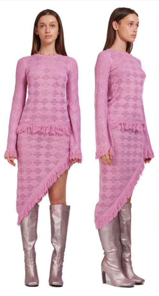 PINK KNIT TASSEL CO-ORD SET