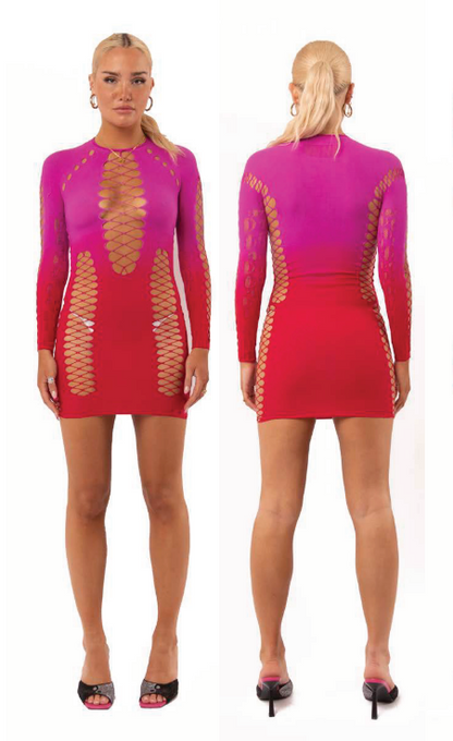 PINK GRADIENT SEAMLESS MINI DRESS