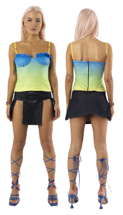 GRADIENT BUSTIER JERSEY TOP