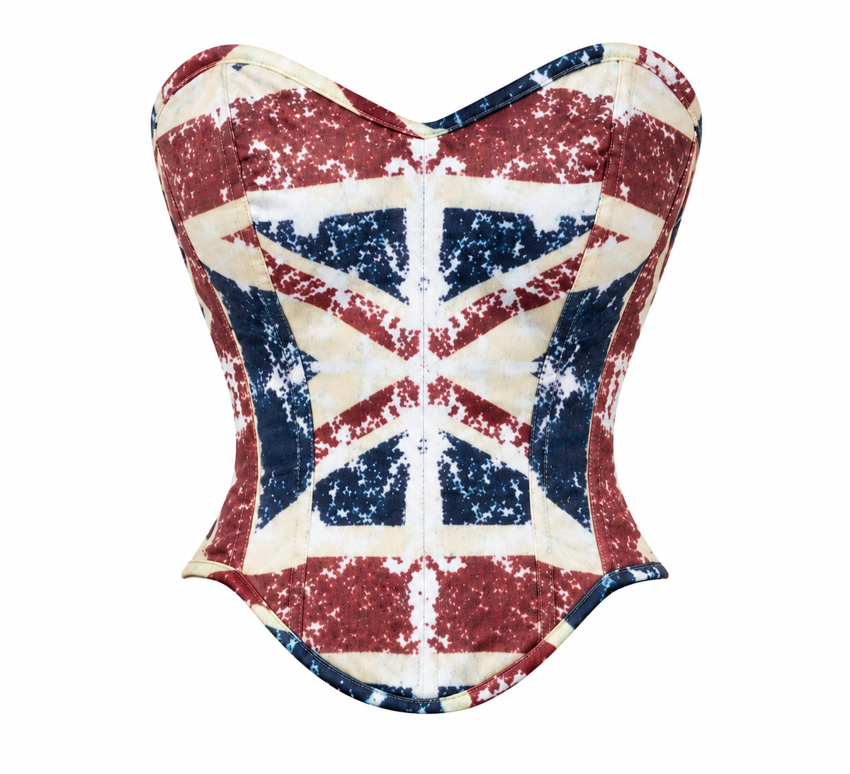 Union Jack Print Lace-Up Corset