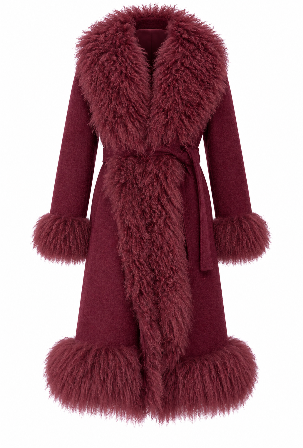 Wool Penny Lane Coat with Mongolian Fur Trim