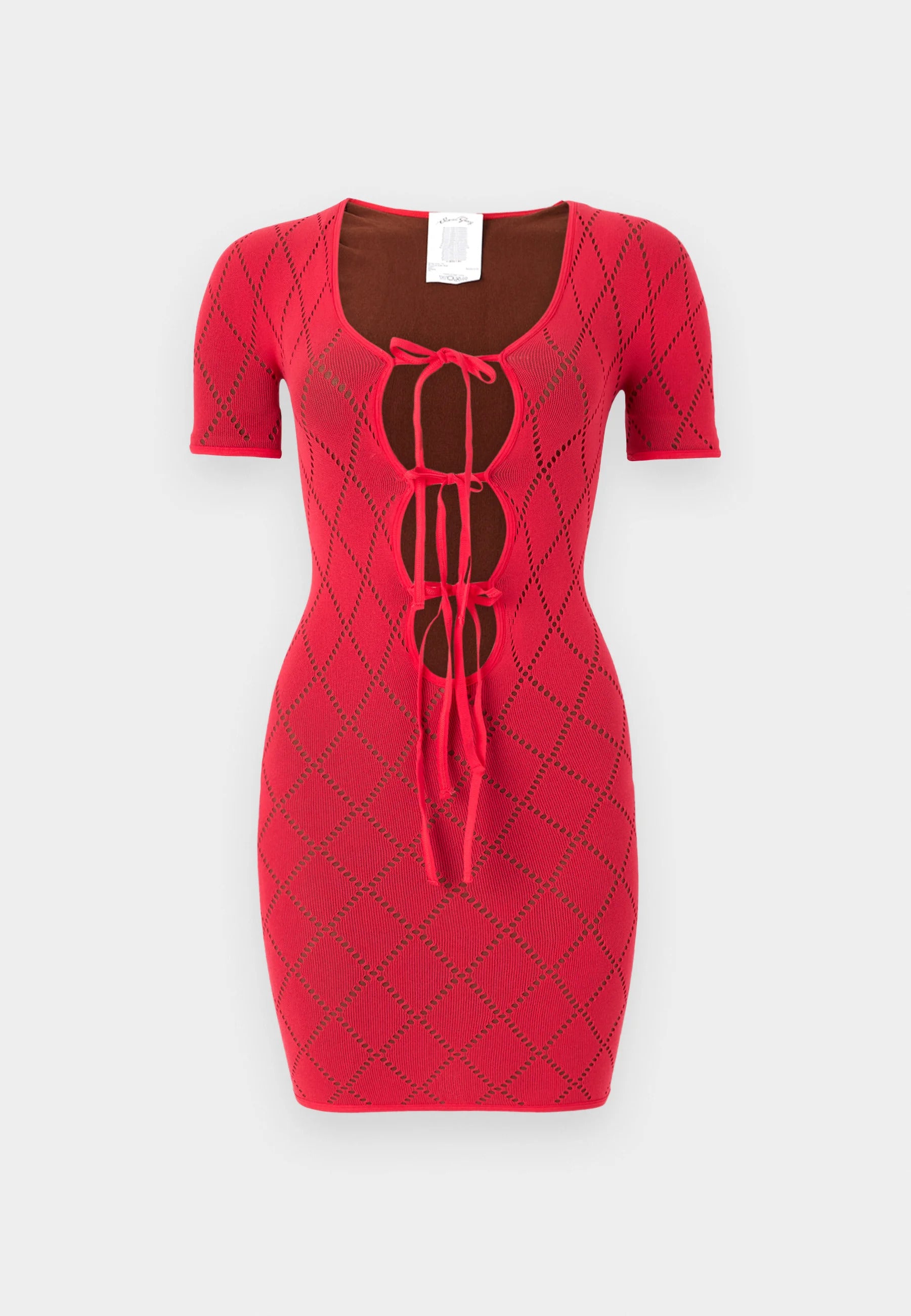 Argyle double-layer mini dress with socks and gloves