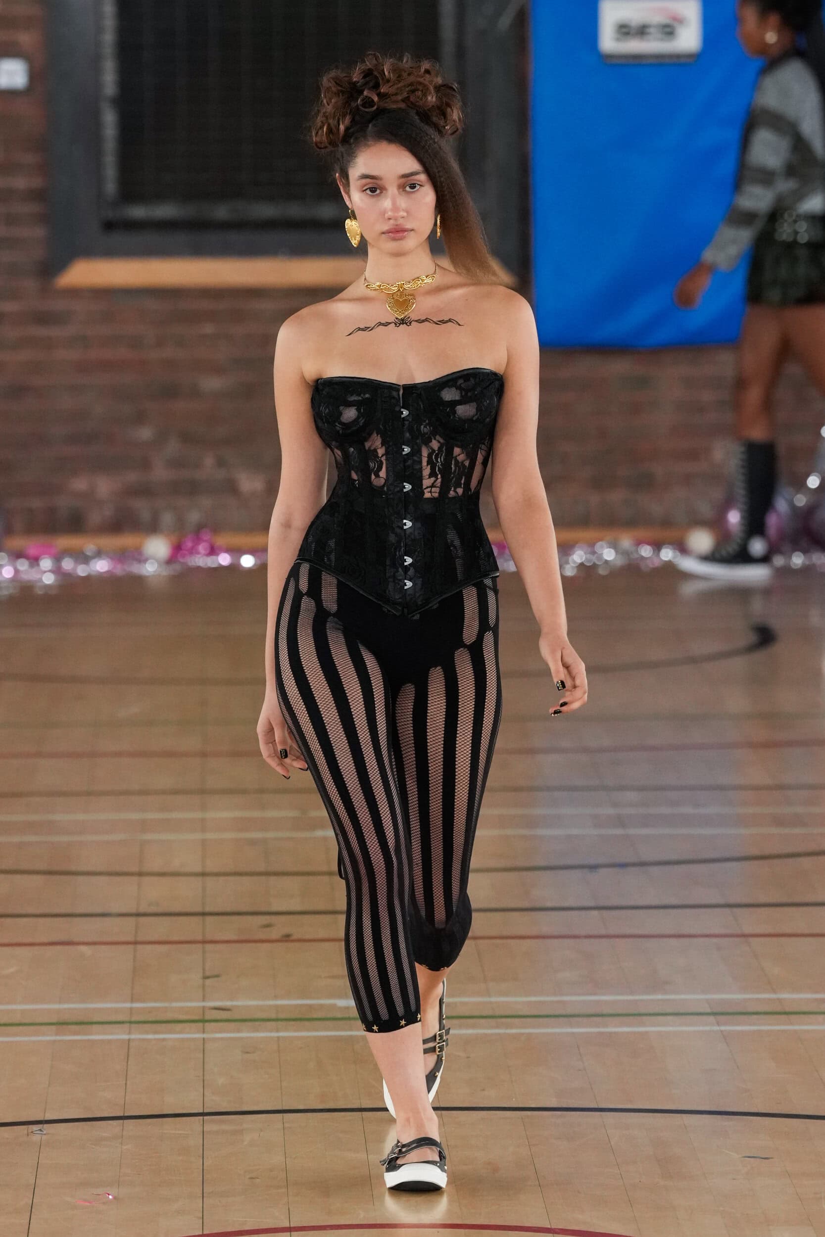 Striped Capri Leggings with Star Studs