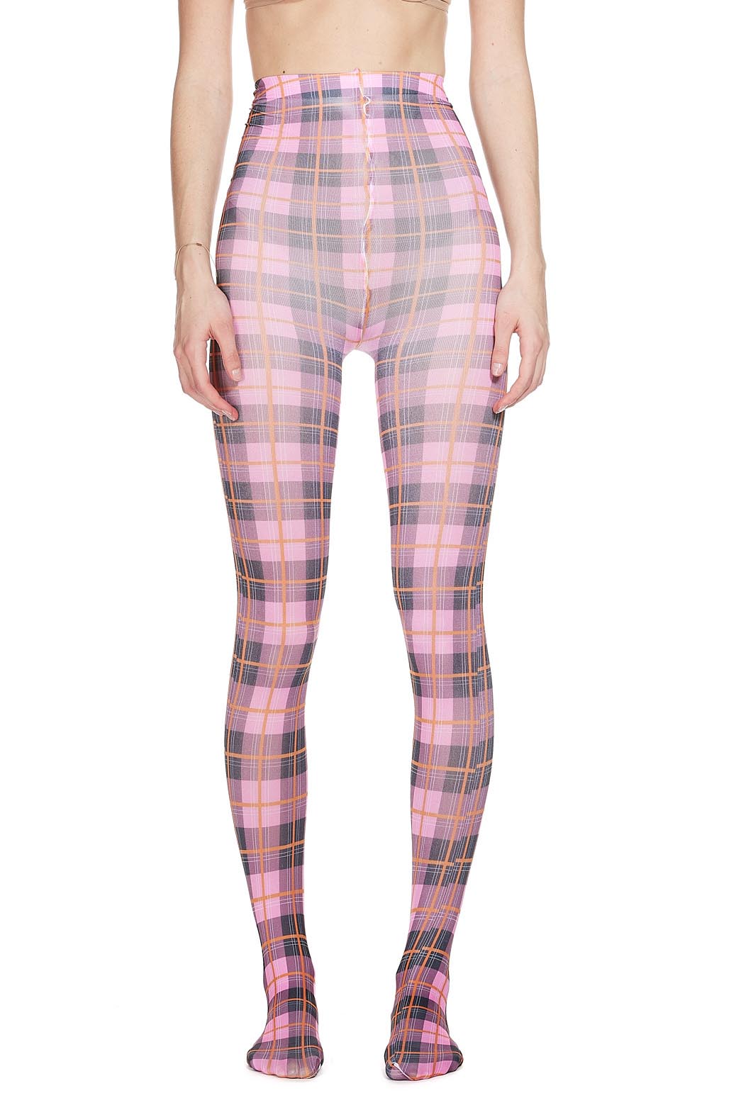 Tartan printed tights