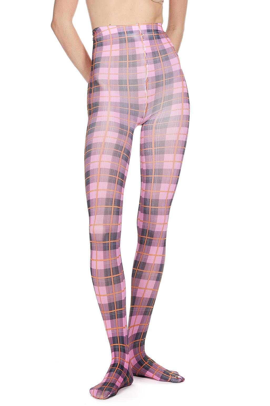 Tartan printed tights