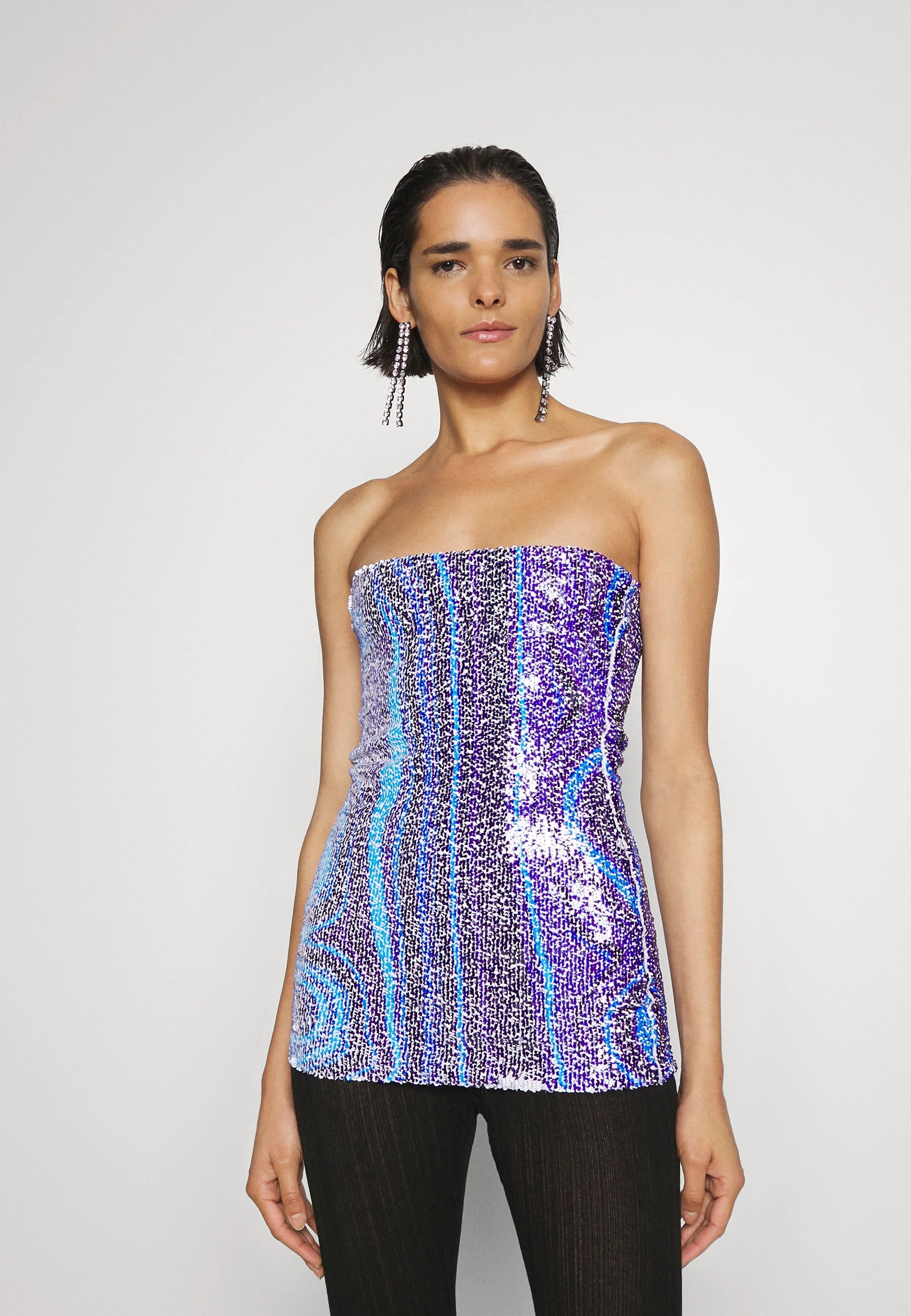 Swirl Printed Stretch Sequin Boob-Tube/ Mini-Dress