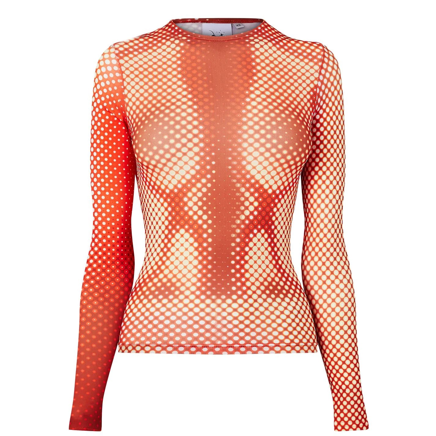DIGITALLY PRINTED THERMOGRAPHIC LASER LONG SLEEVE FITTED TOP