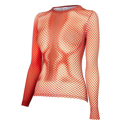 DIGITALLY PRINTED THERMOGRAPHIC LASER LONG SLEEVE FITTED TOP