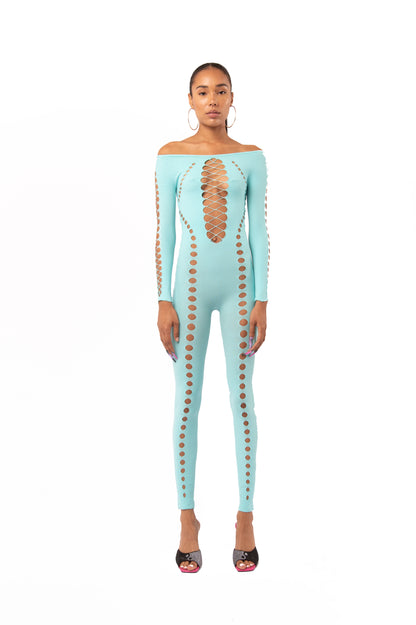 SEAMLESS JUMPSUIT WITH BODY SHAPING CUT OUTS