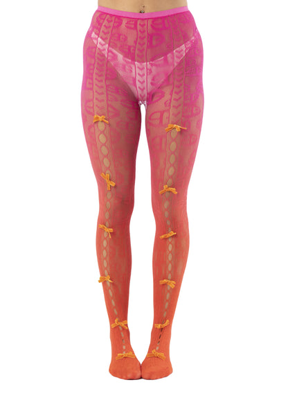 Seamless Gradient Tights with Bow Trims