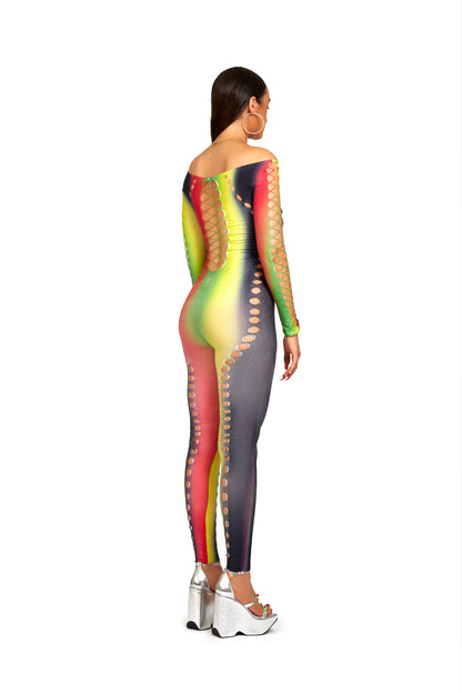 SG X SELFRIDGES- Seamless Printed Jumpsuit with Body-Shaping Cut Outs