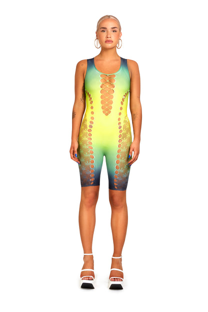 SG X SELFRIDGES- Seamless Printed Unitard with Body-Shaping Cut Outs