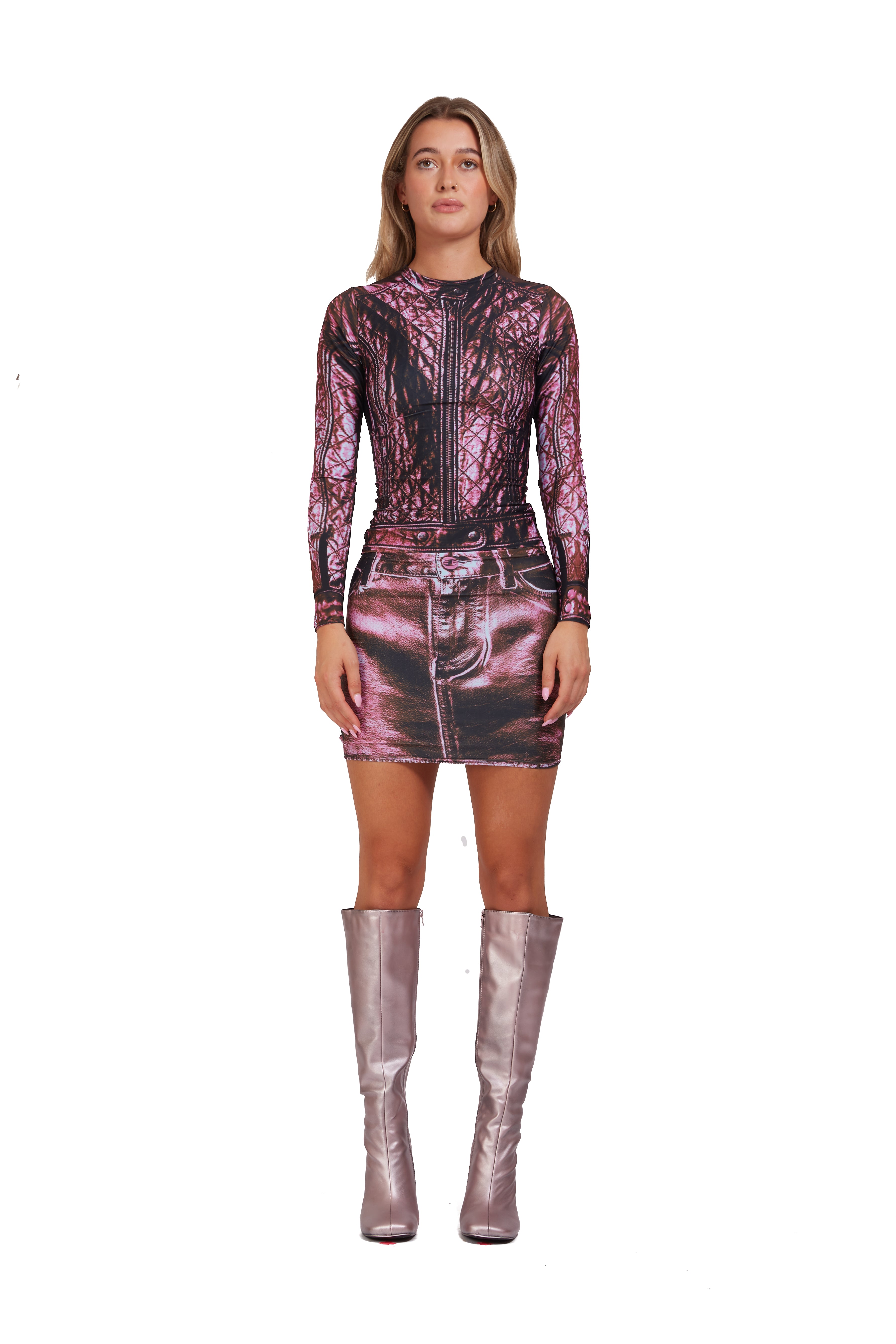 Metallic-Look digitally printed biker top