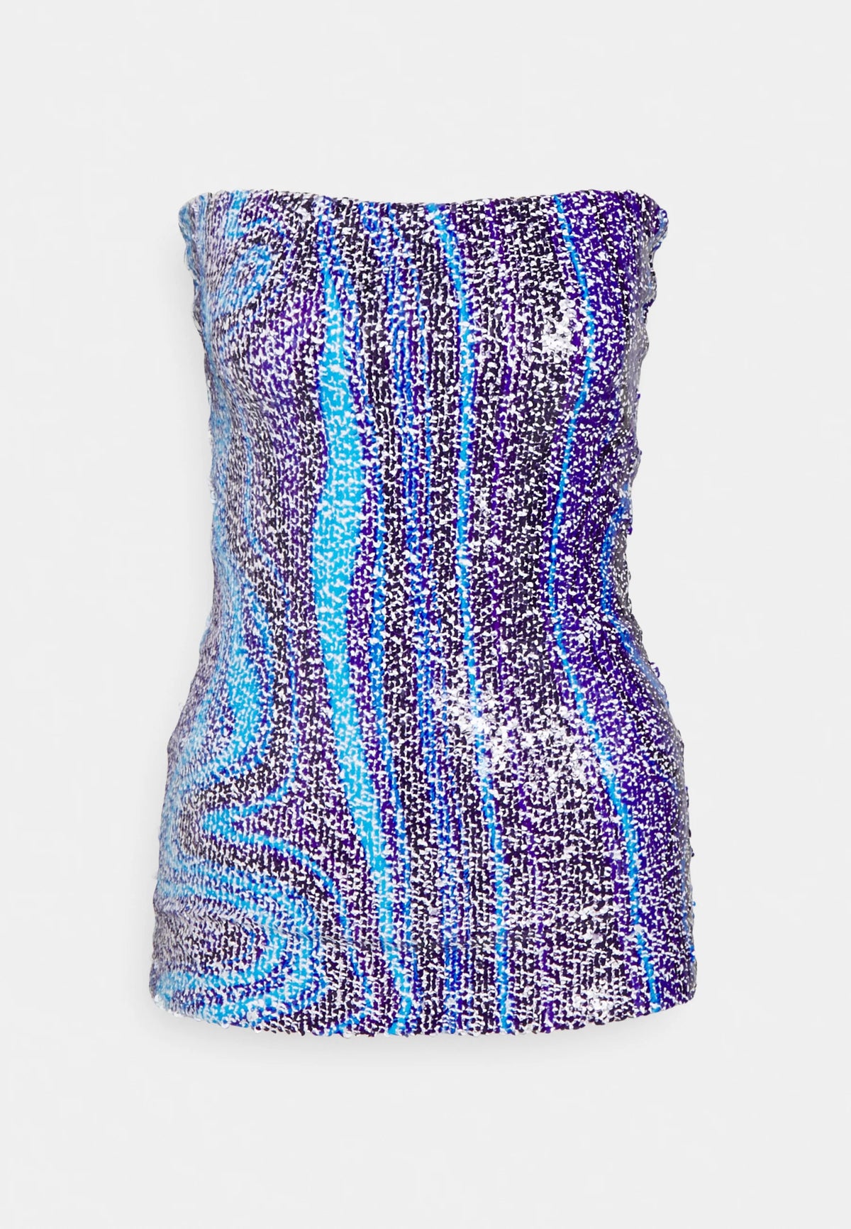 Swirl Printed Stretch Sequin Boob Tube Mini Dress
