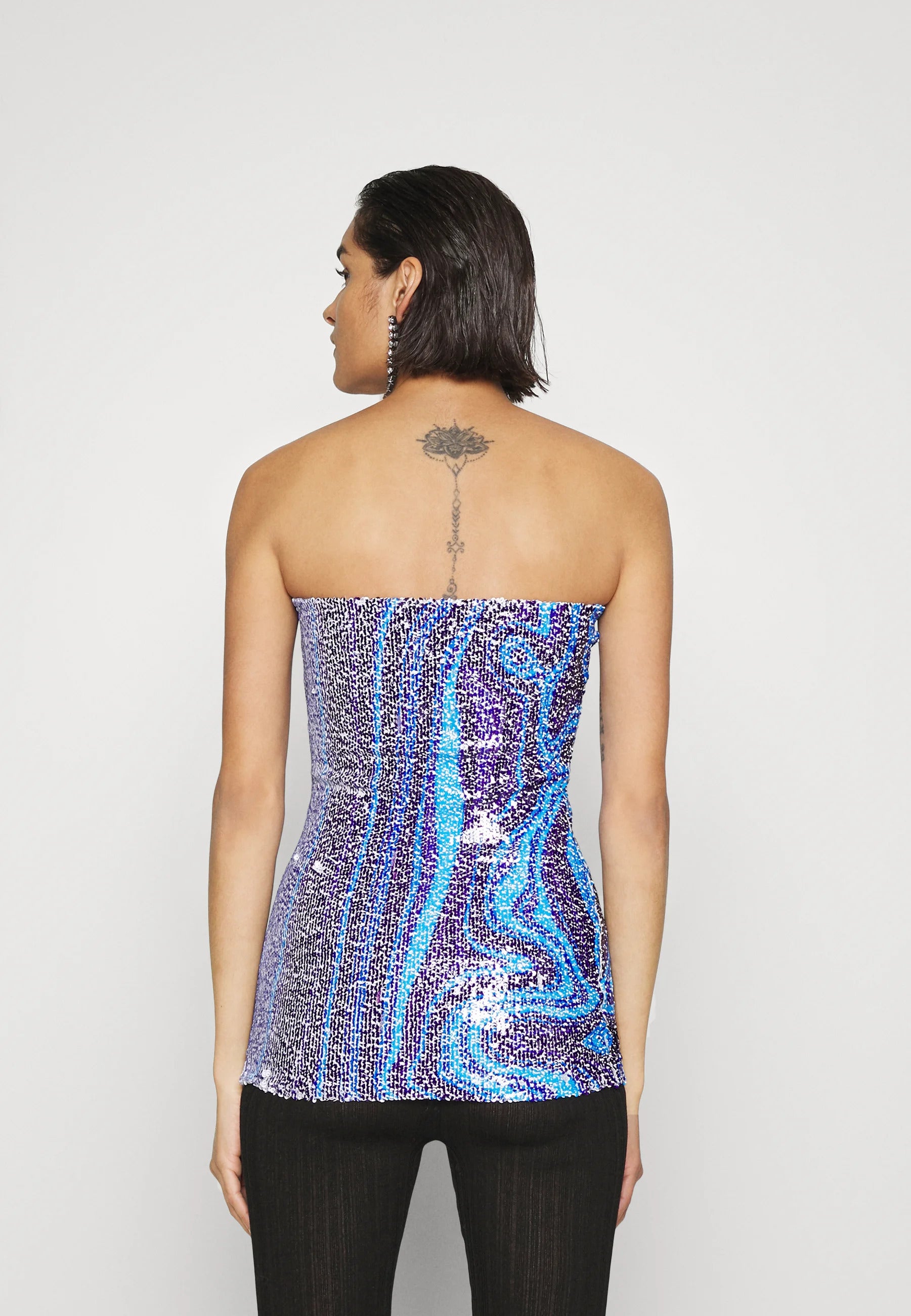 Swirl Printed Stretch Sequin Boob-Tube/ Mini-Dress